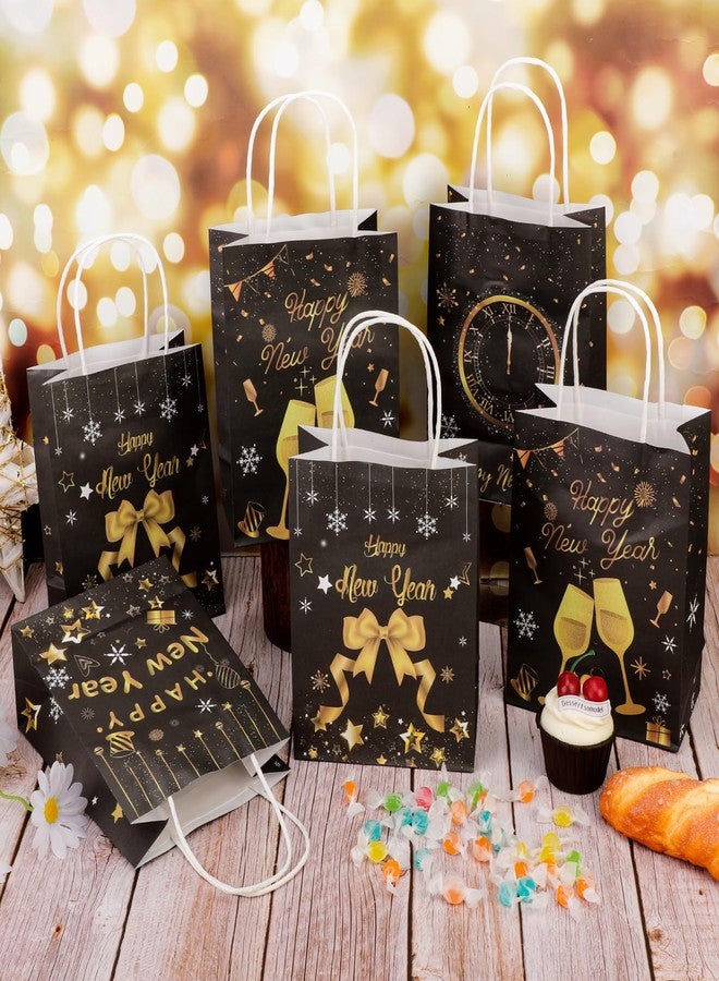 Konsait 16 Pack New Year Gift Bags, Black and Gold Happy New Years Eve Gift Bags with Handle, 2026 New Years Party Supplies - Image 3